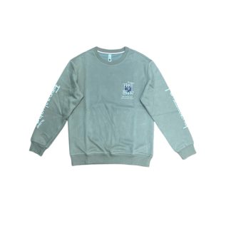 Crew Neck Sweatshirt-ArmyGreen/Grey