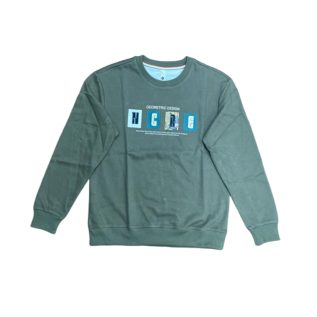 Crew Neck Sweatshirt-White/ArmyGreen