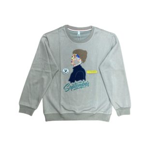 Crew Neck Sweatshirt-Grey/ArmyGreen