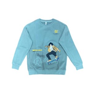 Crew Neck Sweatshirt-White/BlueGrey