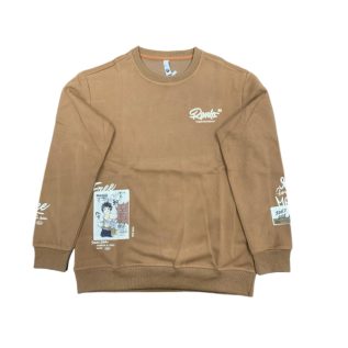 Crew Neck Sweatshirt-Black/White/Brown
