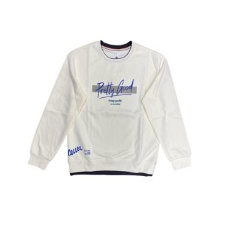 Crew Neck Sweatshirt-Beige/ArmyGreen