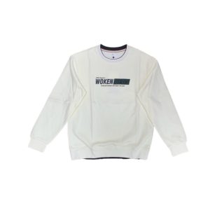 Crew Neck Sweatshirt-Beige/ArmyGreen