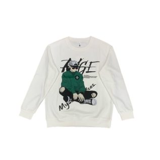 Crew Neck Sweatshirt-White/Black/Grey